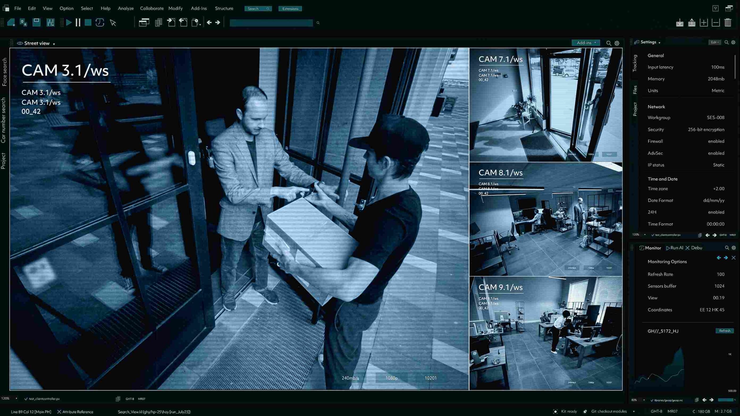 Prikaz sistema video nadzora sa više kamera u poslovnom prostoru