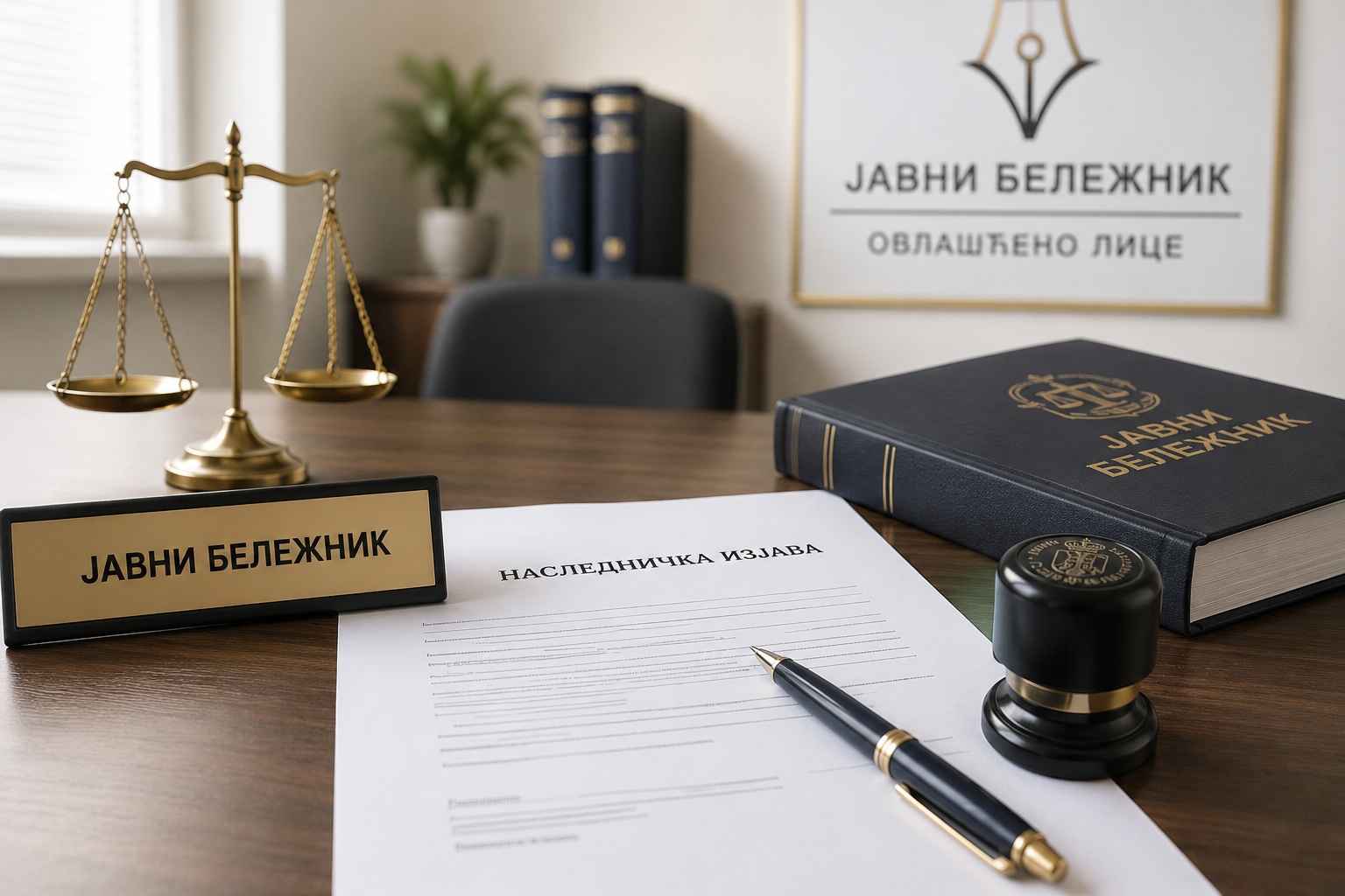 Naslednička izjava na stolu u kancelariji javnog beležnika