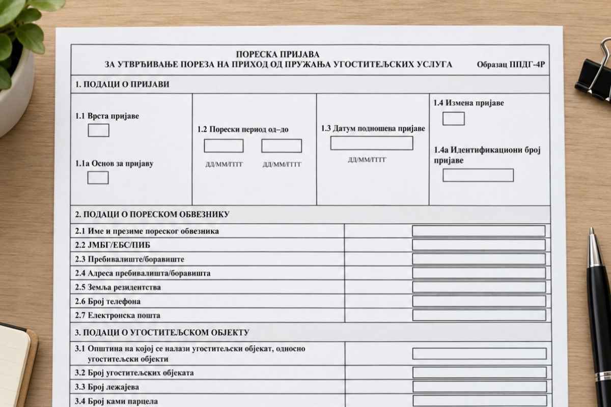 PPDG-4R obrazac za prijavu poreza na prihod od izdavanja smeštaja